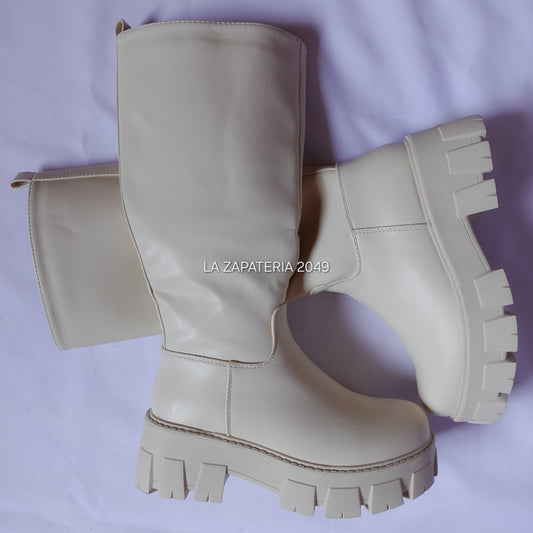 Bota plataforma beige