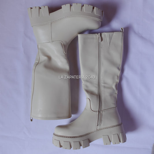 Bota plataforma beige